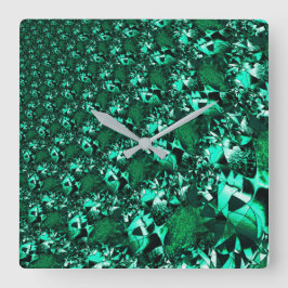 Reloj Cuadrado Tonos verdes brillantes y similares al relieve