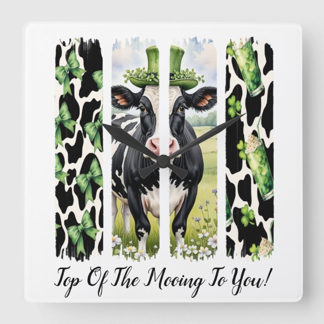 Reloj Cuadrado Top Of The Mooing To You Wall Clock (Anverso)