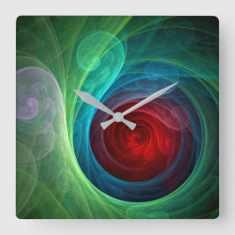 Reloj Cuadrado Tormenta roja Floral Moderno Resumen Patrón de col