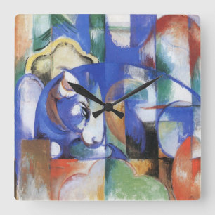 Reloj Cuadrado Toro Mentiroso de Franz Marc, Arte Cubista Antiguo