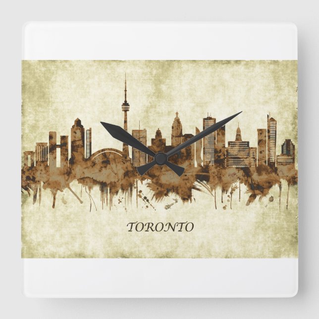 Reloj Cuadrado Toronto Canada Cityscape (Anverso)
