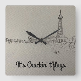 Reloj Cuadrado Torre Blackpool: arte original de Cracking Flags