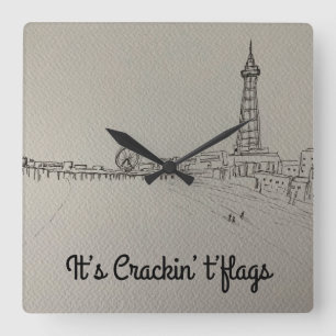 Reloj Cuadrado Torre Blackpool: arte original de Cracking Flags