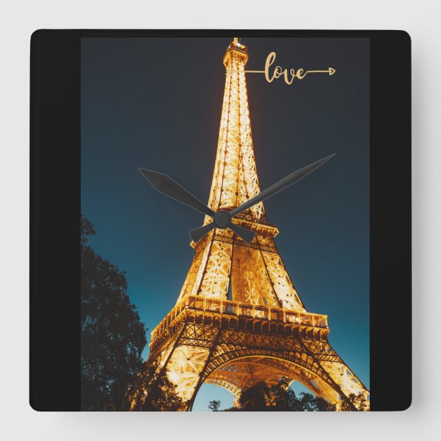 Reloj Cuadrado Torre de Amor Eiffel (Anverso)