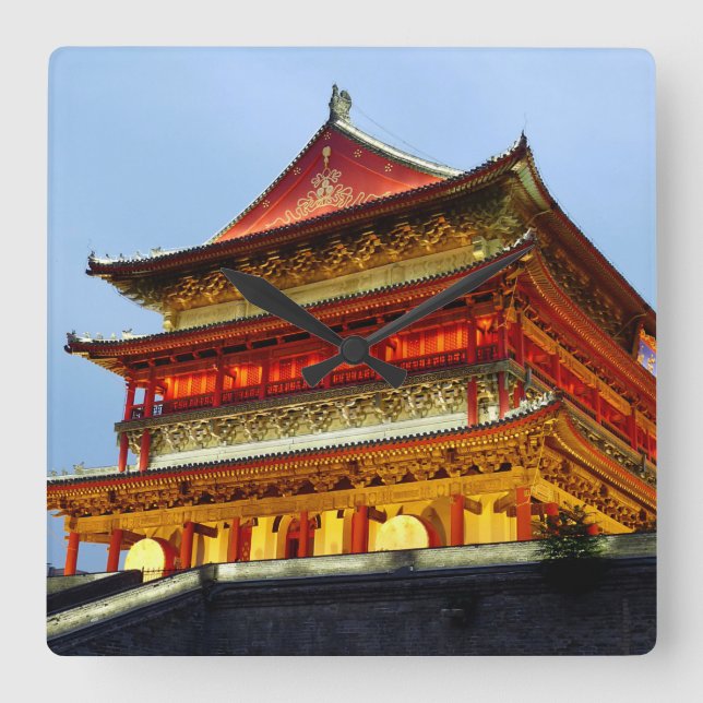 Reloj Cuadrado Torre de tambor de Xi'An (Anverso)