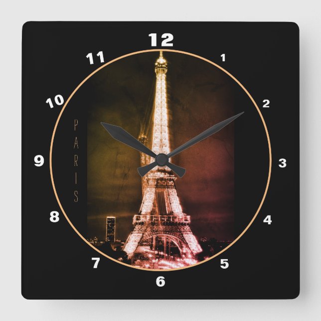 Reloj Cuadrado Torre Eiffel y Surreal París Arte/Amor Francia BV  (Anverso)