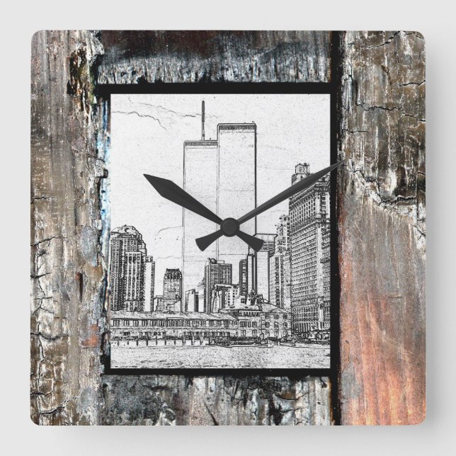 Reloj Cuadrado Torres gemelas (Anverso)