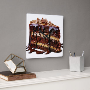 Reloj Cuadrado Torta de chocolate de varias capas indulgente de S