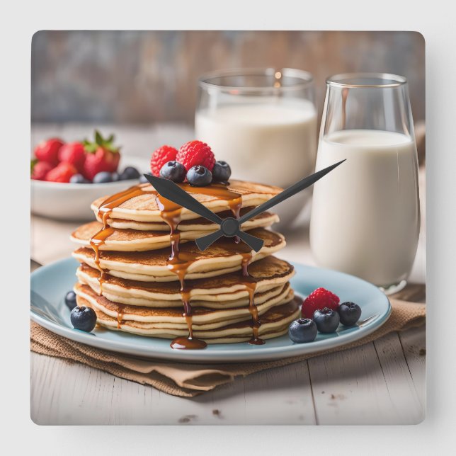 Reloj Cuadrado Tortitas y Leche (Anverso)