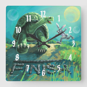 Reloj Cuadrado Tortoise and the Hare Art