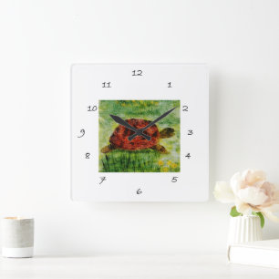 Reloj Cuadrado Tortuga de arte animal reptil