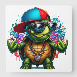 Reloj Cuadrado tortuga fría hip hop