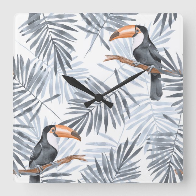 Reloj Cuadrado Toucan gris (Anverso)