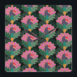 Reloj Cuadrado Toucanes y piñas tropicales Art Deco<br><div class="desc">Mantén el tiempo en estilo tropical con este reloj con estampado tocano y piña exótico,  perfecto para interiores brillantes y audaces.</div>