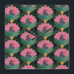 Reloj Cuadrado Toucanes y piñas tropicales Art Deco<br><div class="desc">Mantén el tiempo en estilo tropical con este reloj con estampado tocano y piña exótico,  perfecto para interiores brillantes y audaces.</div>