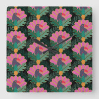 Toucanes y piñas tropicales Art Deco