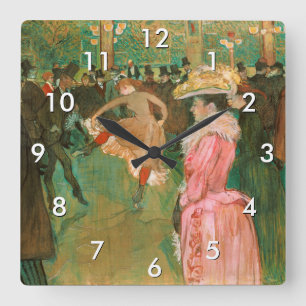 Reloj Cuadrado Toulouse-Lautrec - En el Rouge, el baile