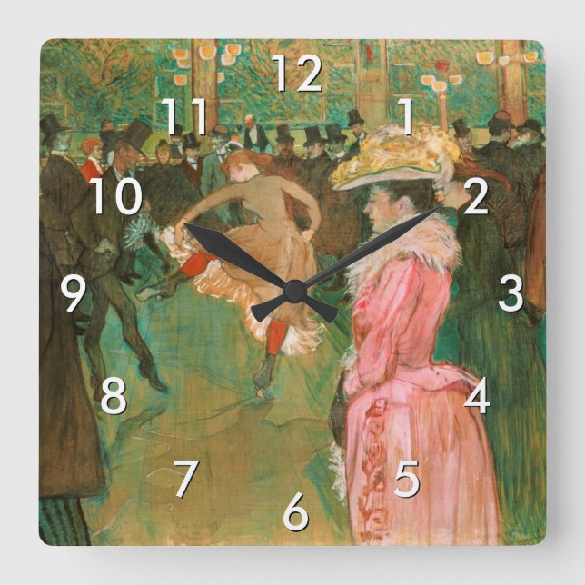 Reloj Cuadrado Toulouse-Lautrec - En el Rouge, la danza (Anverso)