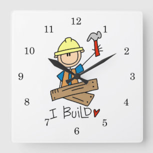 Reloj Cuadrado Trabajador de la Construcción I Construyo Camiseta