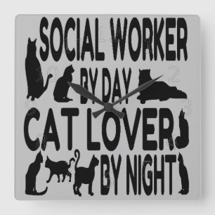 Reloj Cuadrado Trabajador social de Cat Lover