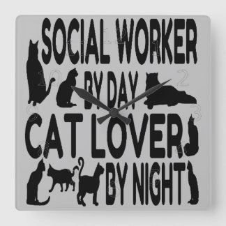 Reloj Cuadrado Trabajador social de Cat Lover
