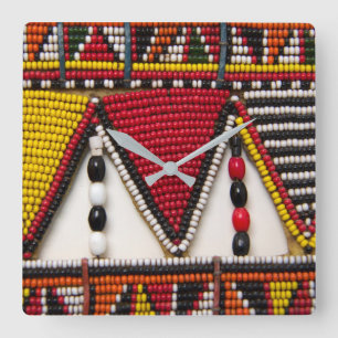 Reloj Cuadrado Trabajo con cuentas tribales Maasai
