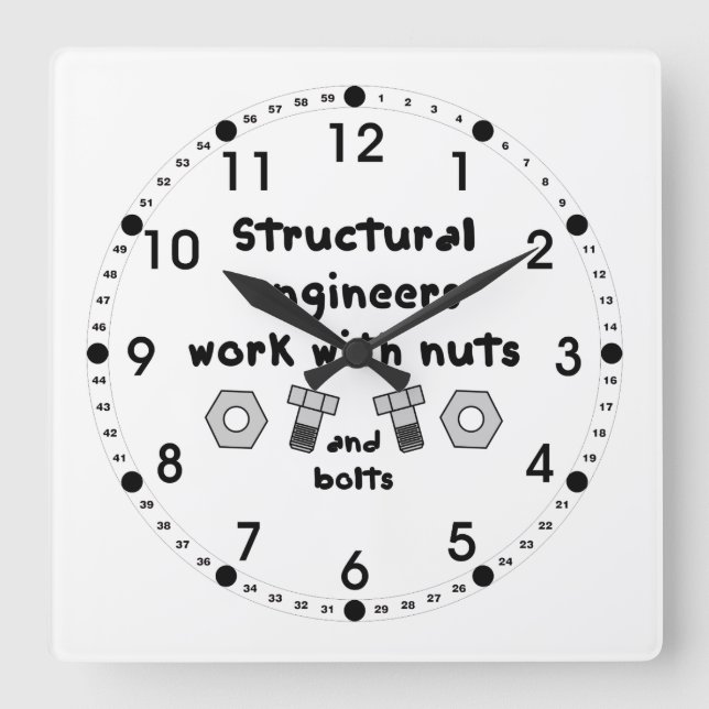 Reloj Cuadrado Trabajo de Ingenieros Estructurales (Anverso)