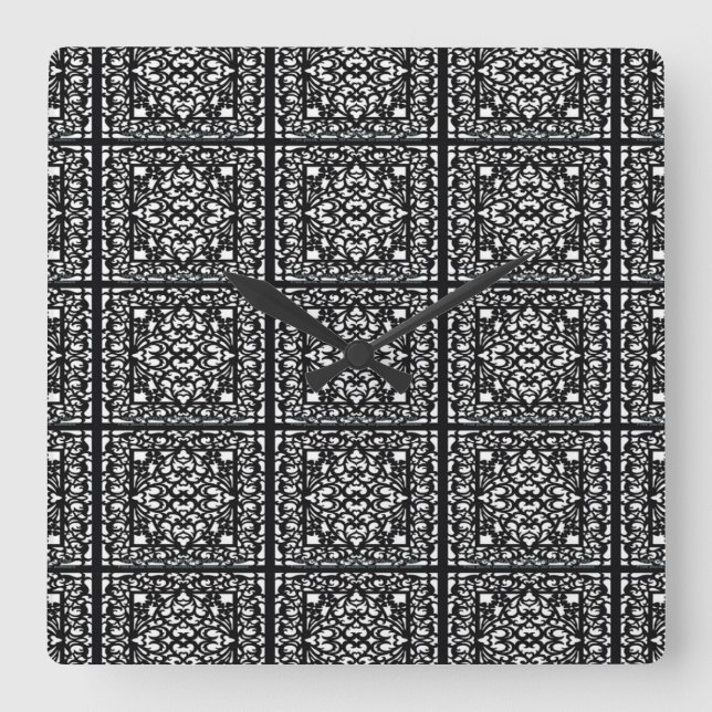 Reloj Cuadrado Trabajos de Scrollwork de Estilos Clásicos (Anverso)