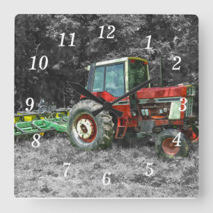 Reloj Cuadrado Tractor internacional viejo Painterly