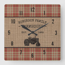 Tractor Rústico de granja familiar Red Plaid Burla