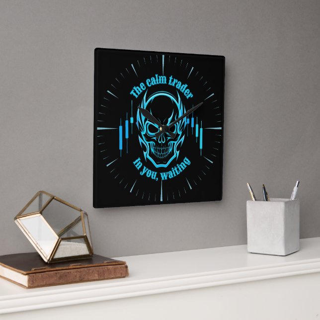 Reloj Cuadrado Trade Motivation | Skull | Calm Trader (Oficina)