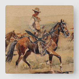 Reloj Cuadrado "Trail Drive" 2 Arte Occidental de Edward Borein