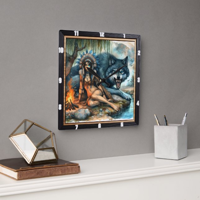 Reloj Cuadrado Trail nativo: Suave de vidrio oculto (Oficina)