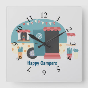 Reloj Cuadrado Trailer de Campers Feliz