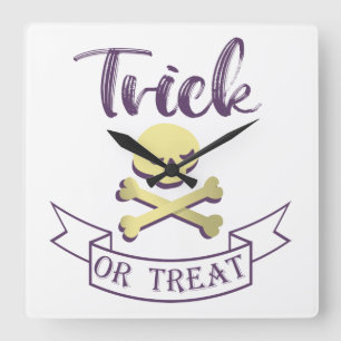 Reloj Cuadrado Trampa o trate los huesos cruzados del cráneo cint