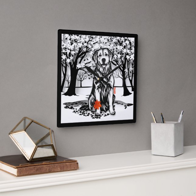 Reloj Cuadrado TRANQUIL GLEN Golden Retriever (Oficina)