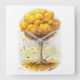 Reloj Cuadrado Tranquilidad dorada