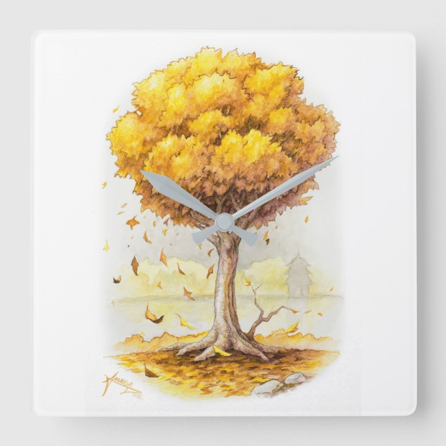 Reloj Cuadrado Tranquilidad dorada (Anverso)