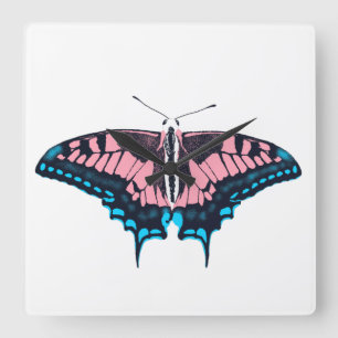 Reloj Cuadrado Transgender Pride Flag Swallowtail Butterfly