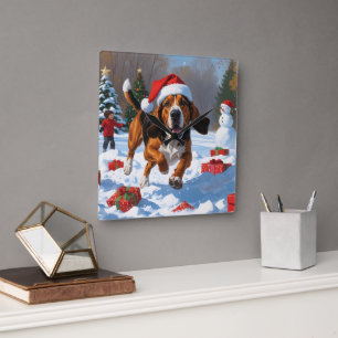 Reloj Cuadrado Tratando la nieve de Walker Coonhound con Gorras N
