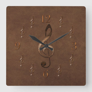 Reloj Cuadrado Treble Clef Music-themed Faux Leather Wall Clock