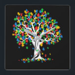 Reloj Cuadrado Tree Of Life Autism Awareness Month<br><div class="desc">Tree Of Life Autism Awareness Month</div>