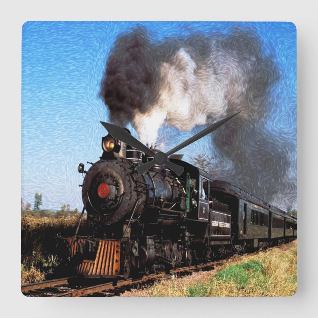 Reloj Cuadrado Tren 2 bloques (Anverso)