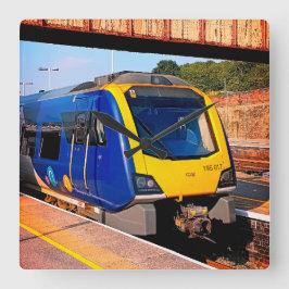 Reloj Cuadrado Tren amarillo y azul