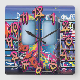 Reloj Cuadrado Tren de metro de Graffiti