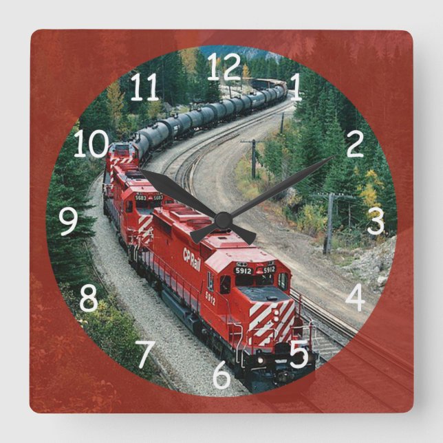 Reloj Cuadrado Tren de motor diesel clásico (Anverso)