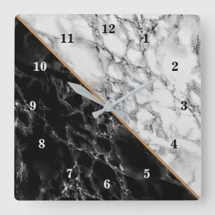Reloj Cuadrado Trendy Black & White Marble Stone