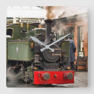 RELOJ CUADRADO TRENES DE VAPOR