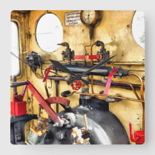 RELOJ CUADRADO TRENES DE VAPOR