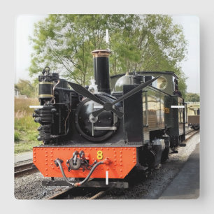 RELOJ CUADRADO TRENES DEL VAPOR